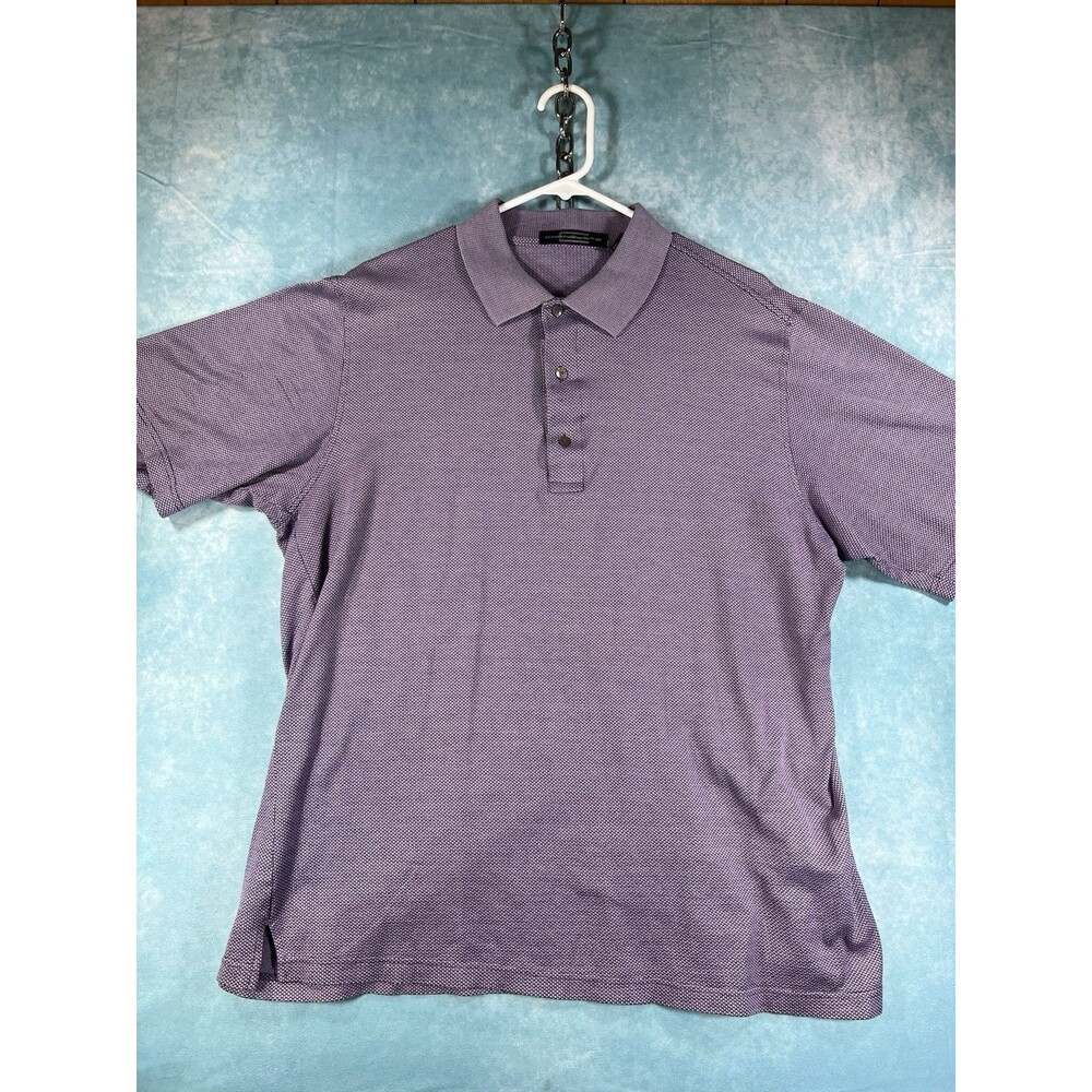 Y2K VTG Carnoustie Golf Polo Shirt Men's L Purple White Check Stretch
